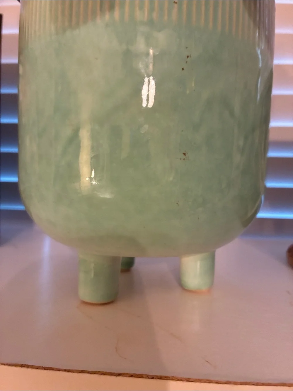 Glossy Mint Green Ceramic Tripod Vase
